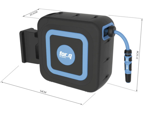 Enrouleur de tuyau d'arrosage avec tuyau et logo for_q