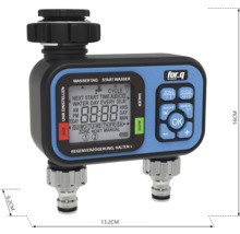 Bewässerungscomputer mit digitaler Anzeige und verschiedenen Einstellungsoptionen zur Gartenbewässerung