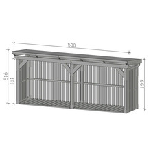 Stockage de bois avec dimensions