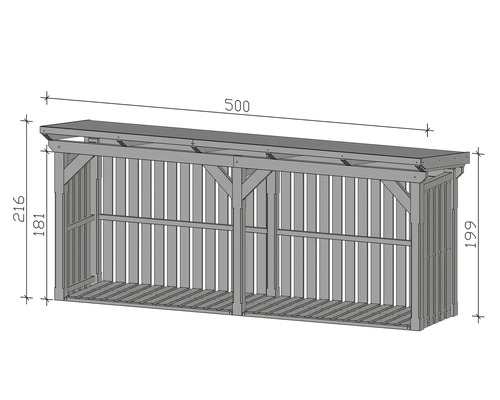 Stockage de bois avec dimensions
