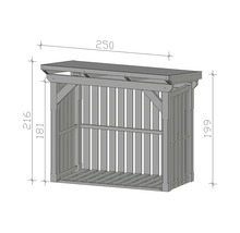 Technische Zeichnung eines Holzregals mit Abmessungen