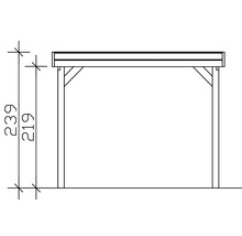 Technische Zeichnung eines Carports mit Höhenangaben
