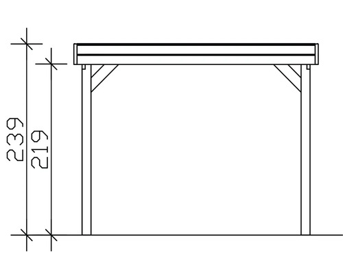 Technische Zeichnung eines Carports mit Höhenangaben