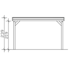 Dessin technique d'un carport avec indications de hauteur
