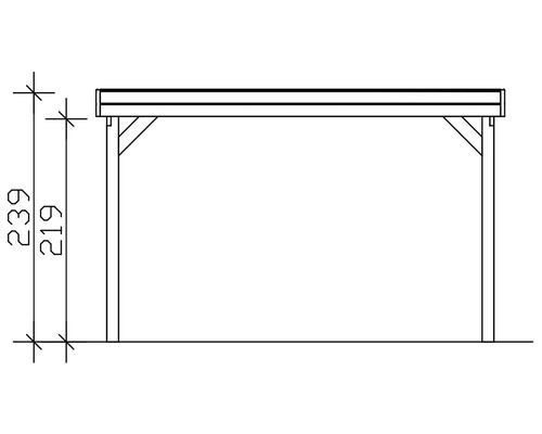 Dessin technique d'un carport avec indications de hauteur
