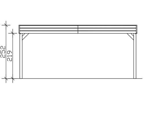 Schéma technique d'un carport avec indication de la hauteur