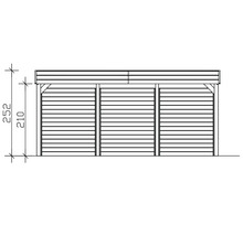 Illustration d'un abri à bois avec indication de la hauteur