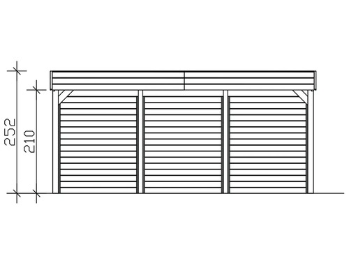 Illustration d'un abri à bois avec indication de la hauteur