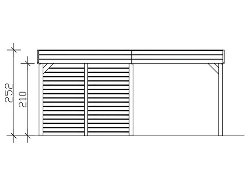 Dessin technique d'un garage en bois avec paroi latérale