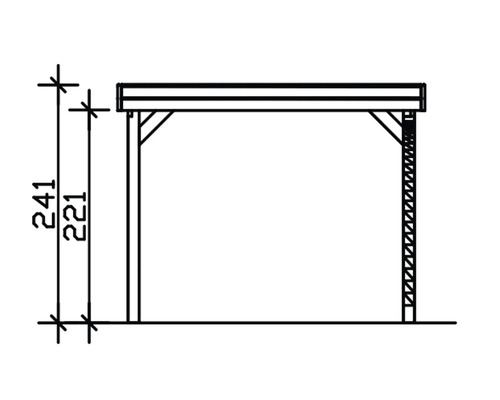 Dessin technique d'un carport avec indications de hauteur