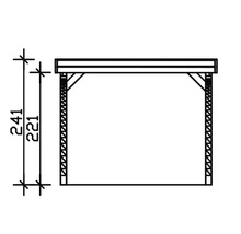 Dessin technique d'un abri de voiture avec dimensions