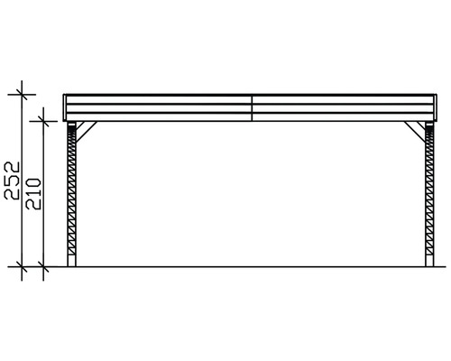 Schéma technique d'un carport avec indication de la hauteur