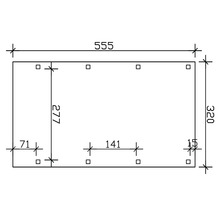 Technische Zeichnung mit Maßangaben: Länge 555, Breite 320, Höhe 277