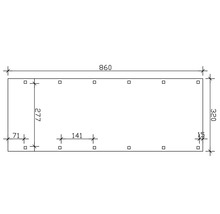 Dessin technique avec cotes : 860, 320, 277, 141, 71, 15.