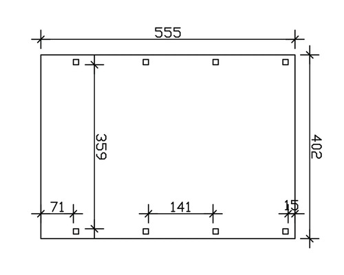 Schéma technique avec dimensions : 555, 402, 359, 141, 71 et 15.