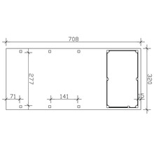 Schéma technique avec les dimensions 708, 277, 320, 71, 141 et 15