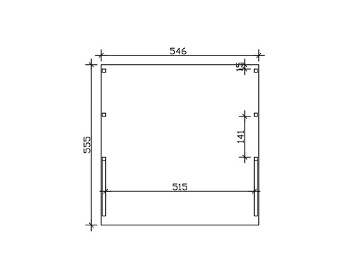 Schéma technique avec dimensions : longueur 546, largeur 555 et profondeur 515.