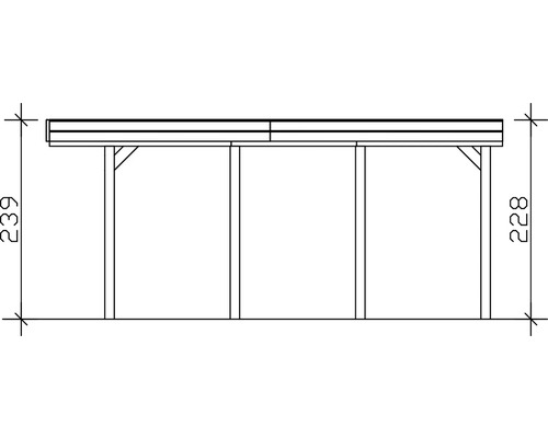 Technische Zeichnung eines Carports mit Maßangaben