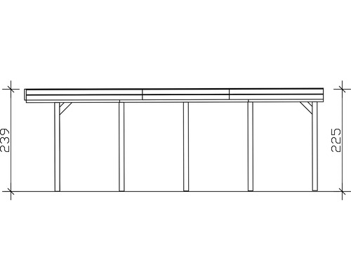 Dessin d'un abri de voiture mesurant 239 sur 225 centimètres