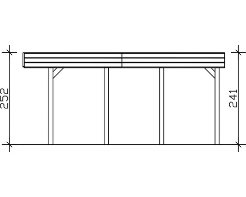 Schéma technique d'un carport avec dimensions.