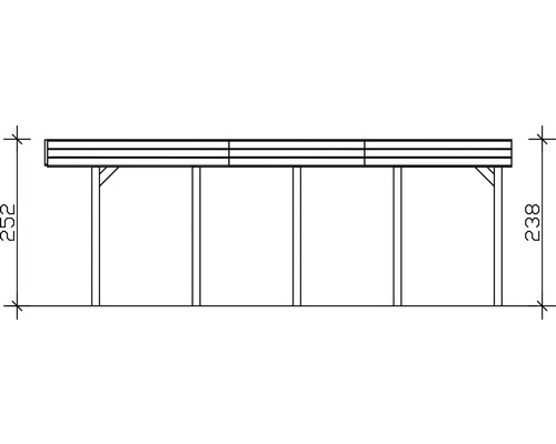 Dessin technique d'une structure en bois avec indication de la hauteur