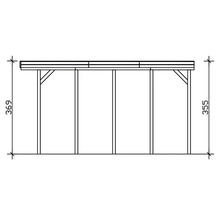 Dessin technique d'un abri de voiture avec indication de la hauteur