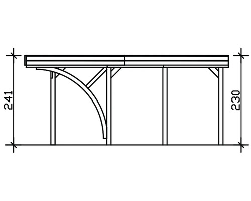 Dessin d'une structure en bois avec les dimensions 241 et 230