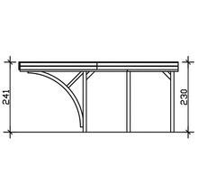 Schéma technique d'un toit de terrasse avec dimensions.