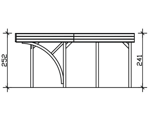 Dessin technique d'un abri de voiture avec dimensions