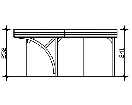 Schéma technique d'un pavillon avec dimensions.