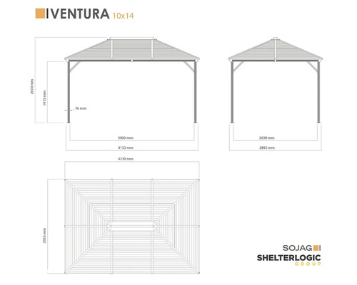 Dimensions du pavillon Iventura 10x14