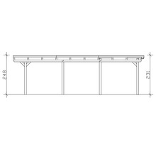 Dessin technique d'un abri de voiture avec dimensions