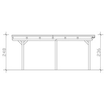 Dessin technique d'un carport avec indications de hauteur