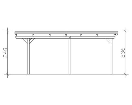 Dessin technique d'un carport avec indications de hauteur