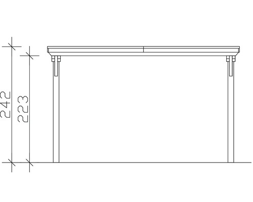 Dessin technique d'une table avec les dimensions 242 et 223