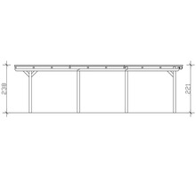Dessin technique d'un abri de voiture avec indication de la hauteur