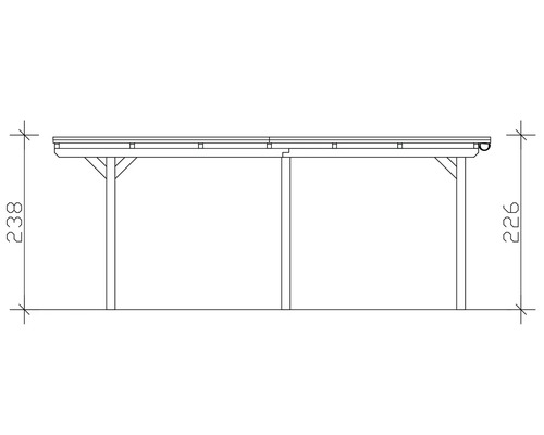 Schéma technique d'un carport avec indications de hauteur