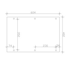 Dessin technique avec dimensions : 604, 402, 352, 230, 74 et 34.
