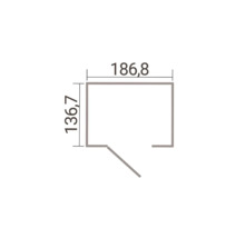Plan d'étage avec les dimensions largeur 186,8 centimètres et profondeur 136,7 centimètres.