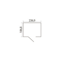 Plan au sol pour une cabane de jardin avec des dimensions extérieures 236,9 sur 186,8.