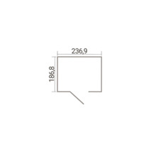 Plan technique d une cabane de jardin avec les dimensions 236,9 par 186,8 centimètres.