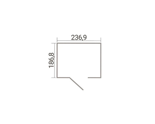 Plan technique d une cabane de jardin avec les dimensions 236,9 par 186,8 centimètres.