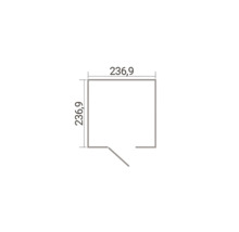 Plan au sol avec porte et dimensions de 236,9 par 236,9 centimètres.