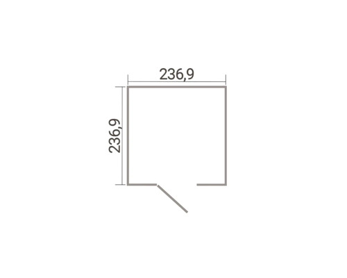 Plan d'un abri de jardin avec les dimensions 236,9 par 236,9.