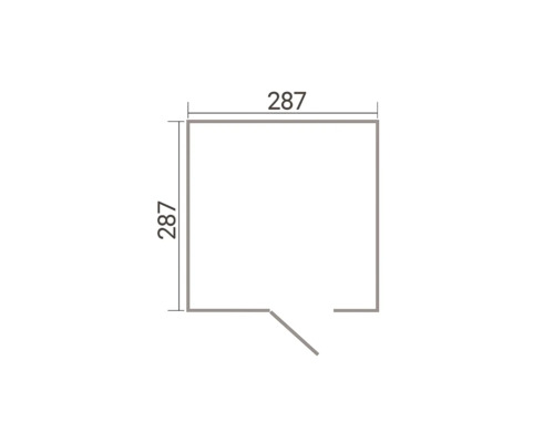 Plan au sol d'un abri de jardin avec les dimensions 287 par 287