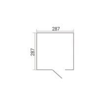 Plan d'une pièce carrée avec les dimensions 287 par 287 et une ouverture pour porte.