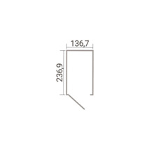 Schéma avec dimensions d un plan rectangulaire de 136,7 de large et 236,9 de profondeur avec ouverture de porte.