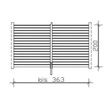 Technische Zeichnung eines Sichtschutzzaunes mit Massangaben