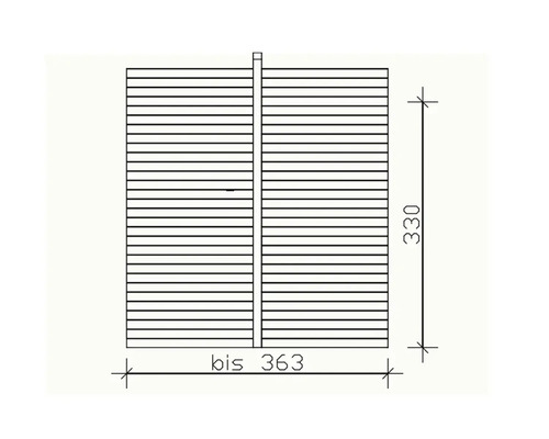 Technische Zeichnung eines Sichtschutzzauns mit Maßangaben