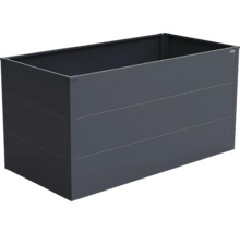 Carré potager rectangulaire en métal de couleur anthracite.